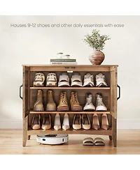 Yigii 3-Tier Shoe Cabinet, Adjustable Shelf, Farmhouse Style