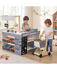 Slickblue Pretend Play Supermarket Toy Set with Cart for Kids