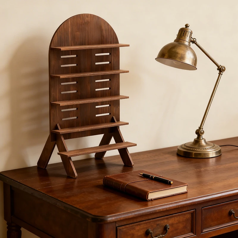 Yigii Adjustable 5-Tier Walnut Display Stand