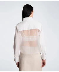 Kenneth Women's Cole Crop Collared Poplin Shirt