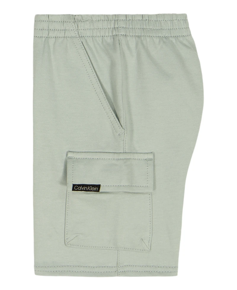 Calvin Klein Boys' 2T-7 Relaxed Multi-Stripe T-Shirt and Cargo Shorts, 2-Piece Set