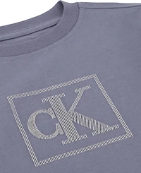 Calvin Klein Boys' 2T-7 Relaxed Monogram T-Shirt and Poplin Shorts, 2-Piece Set