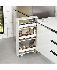 Sugift Narrow Mobile Serving Cart with Open Shelves for Kitchen Bathroom Living Room