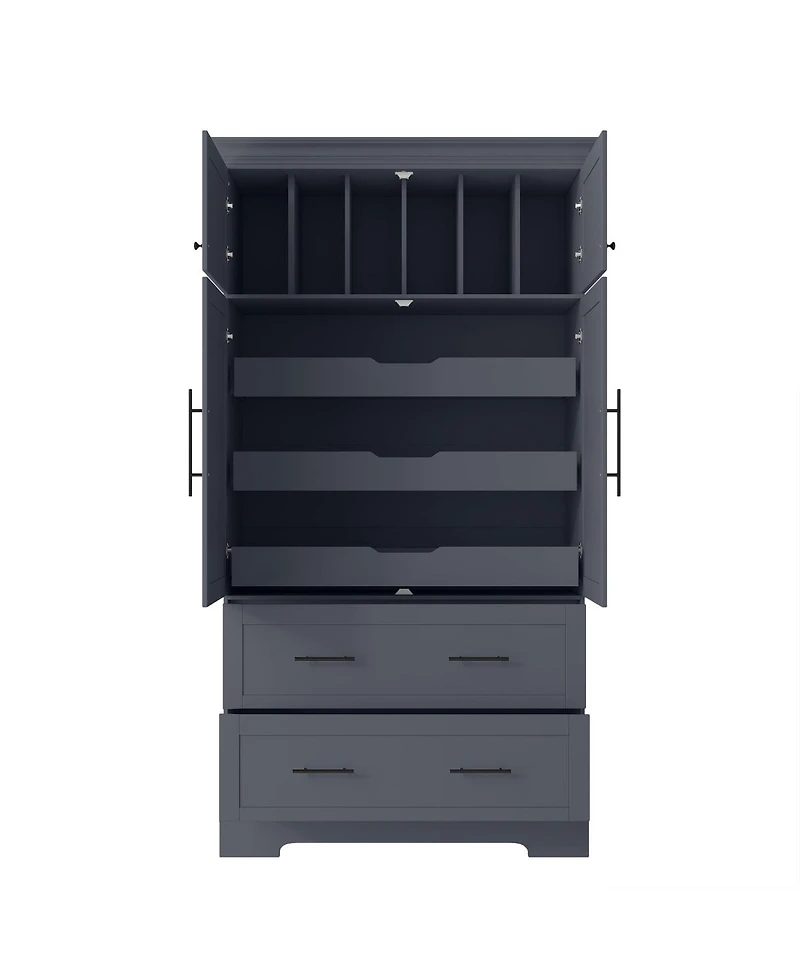 Streamdale Furniture Farmhouse 40"x18"x72.6" Kitchen Pantry, 4 Doors