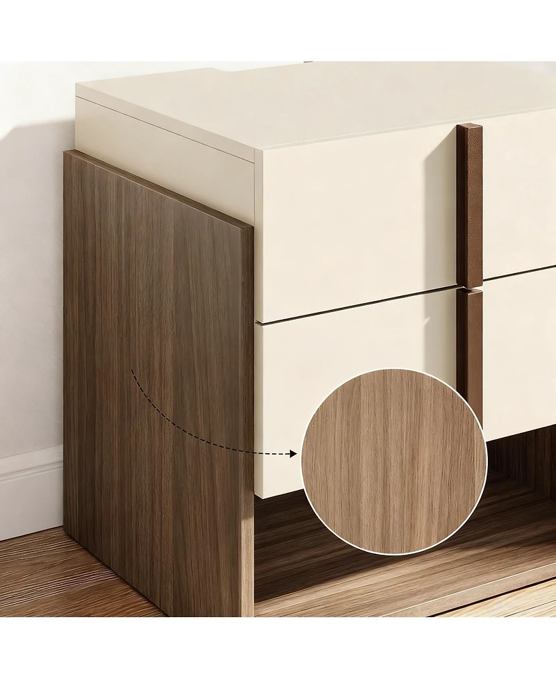 Yigii Mid-Century Modern Nightstand with Charging Ports and Storage