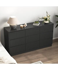 Streamdale Furniture 9 Drawer 63" Wide Wood Dresser, Modern Long Tv Stand