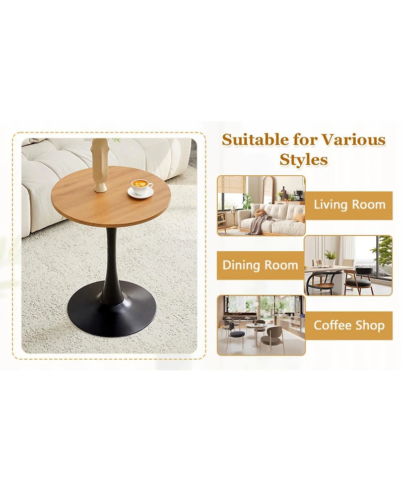 Streamdale Furniture Round Dining Table, 23.6" Tulip Table with Thickened Tabletop & Metal Pedestal