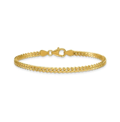 Curata Jewelry Solid 18k Yellow Gold Italian 7.25 Inch 3.4mm Curb Link Bracelet Link Bracelet