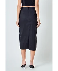 English Factory Women's High Waisted Column Midi Skirt