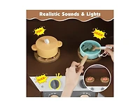 Slickblue Corner Pretend Kitchen Playset with Stoves, Lights, and Sounds