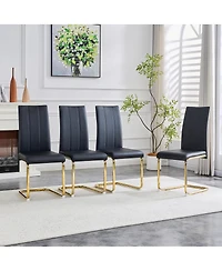 Streamdale 2-Pack Black Pu Upholstered Dining Chairs with Gold Legs