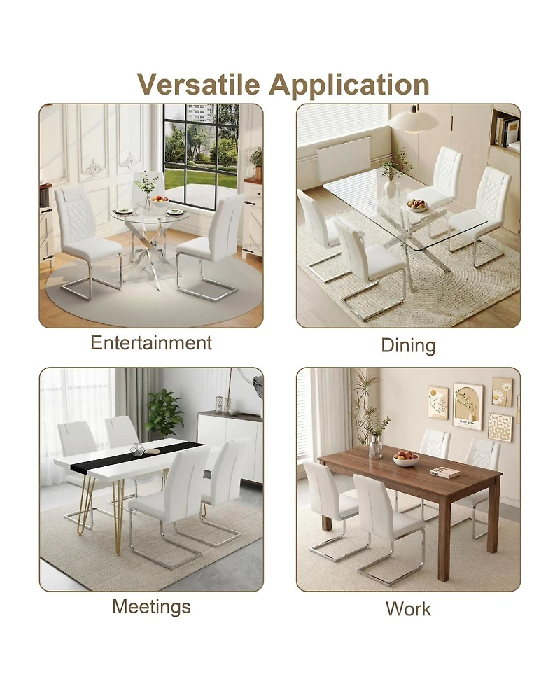 Streamdale High-Back Pu Leather Dining Chairs Set of 6, Modern Kitchen Chairs with Silver Legs