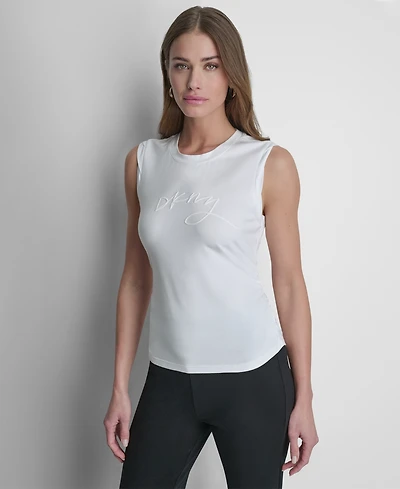 Dkny Women's Script Logo Side-Ruched Tank Top
