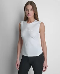 Dkny Women's Script Logo Side-Ruched Tank Top