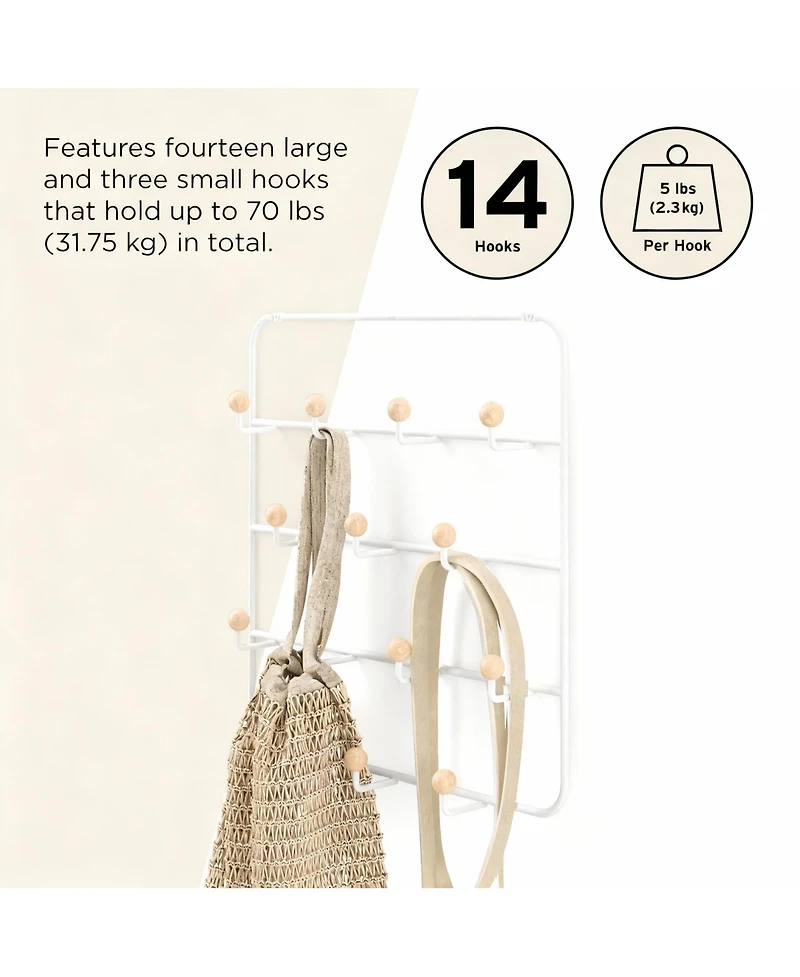 Yigii 14-Hook Over-the-Door Organizer with Snag-Free Hooks