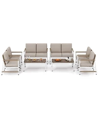 Gymax Set Of 8 Patio Furniture Set Patio Loveseat Sofa w/ 2 Coffee Table 4 Single Couch