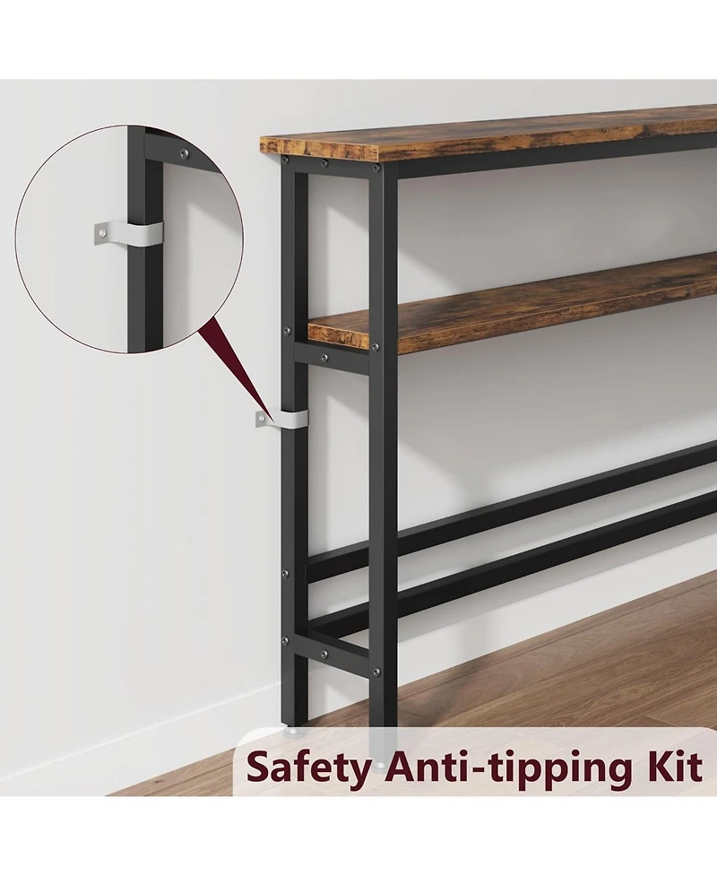 gaomon Sofa Table, 2 Tier Skinny Console Table with Adjustable Shelf, Slim Behind Couch Table for Living Room