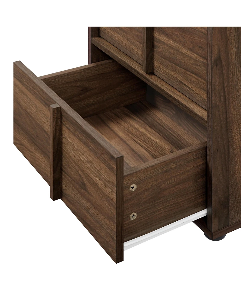 LuxenHome Walnut Nightstand And End Table with Two-Drawer Storage in Durable Manufactured Wood