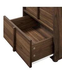 LuxenHome Walnut Nightstand And End Table with Two-Drawer Storage in Durable Manufactured Wood