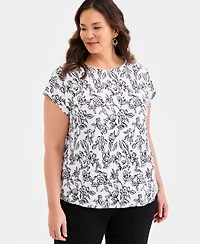 Style & Co Plus Mixed-Media Relaxed Top