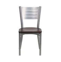 Emma+Oliver 2 Pack Silver Slat Back Metal Restaurant Chair