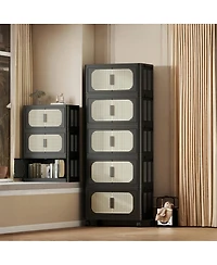 Streamdale Furniture American Retro Folding Storage Cabinet with Wheels