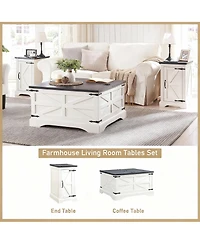 Yigii Farmhouse Nightstand with Charging Station