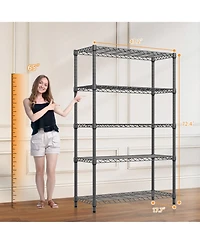 Rainsken 5-Tier Utility Shelving Unit, Steel Storage Organizer Wire Rack, 1750 Lbs Capacity for Garage, Home