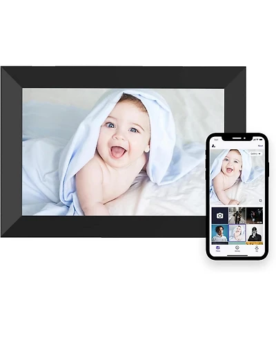 Mezed 10.1 Inch Smart Digital Picture Frame with 1280x800 Hd Ips Touch Screen Auto Rotate Slideshow and App Control for Instant Photo Sharing