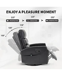 Boyel Living Manual Recliner Chair with Heat & Massage for Room, Faux Leather - Rocker Swivel Chair.