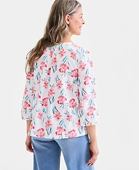 Style & Co Petite Printed V-Neck Top, Macy's Exclusive