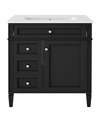 Sillysis 30" Modern Bathroom Vanity with Ceramic Sink, Solid Wood Cabinet, Ample Storage Drawers & Adjustable Shelf for Small Spaces