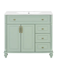 Sillysis 36" Bathroom Vanity with Ceramic Sink and Tilt-Out Drawer, Freestanding Classic Modern Storage