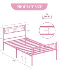 gaomon Bed Frames for Kids, Metal Frame with Headboard & Footboard, Platform Frame, Heavy Duty Slats Support, No Box Spring