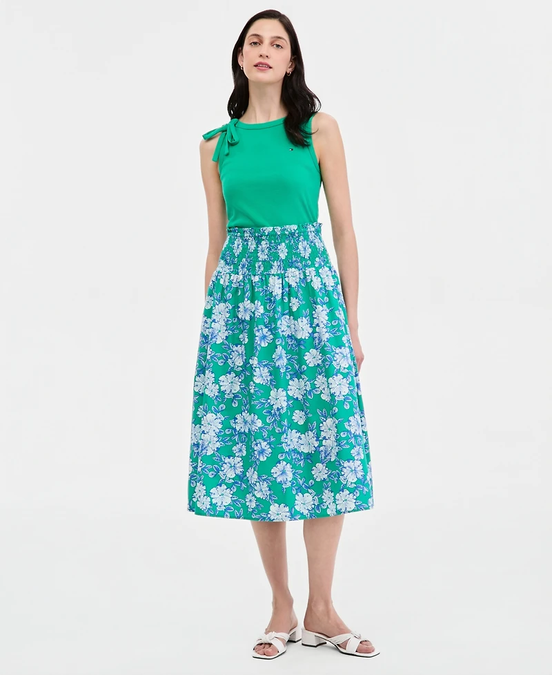 Tommy Hilfiger Women's Smocked Pull-On Midi Skirt
