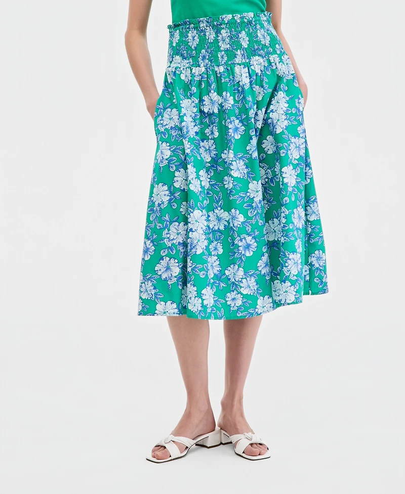 Tommy Hilfiger Women's Smocked Pull-On Midi Skirt