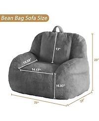 gaomon Giant Bean Bag Chair, Faux Fur Stuffed Bean Bag Couch with Filler, Bean Bag Chair for Adults, Big Lazy Sofa Floor Sofa with Handle