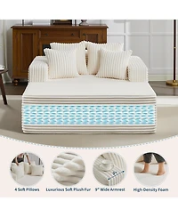 gaomon Oversized Chaise Lounge Chair 54 61" Indoor Corduroy Cloud Boneless Single Couch Sofa with 4 Pillows Armrests & Deep Seat No Assembly Comf