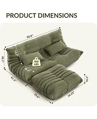 gaomon Bean Bag Couch, Oversized Fireside Chair Bean Bag Sofa with Ottoman, Togo Loveseat Sofa with High Density Comfortable Foam for Living Room