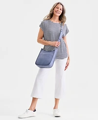 Style & Co Petite Striped Short-Sleeve Top, Macy's Exclusive