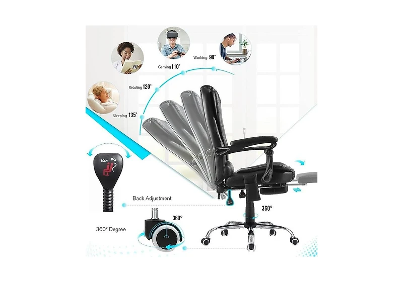 Aecojoy Office Chair with 7 Points Vibration Massage&Heat Functions