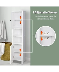 Rainsken 67" Tall Bathroom Storage Cabinet, Narrow Wood Floor Cabinet with Adjustable Shelves and 2 Doors for Bathroom
