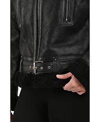 Frye Women's Nappa Leather Jacket with Faux Shearling Lining