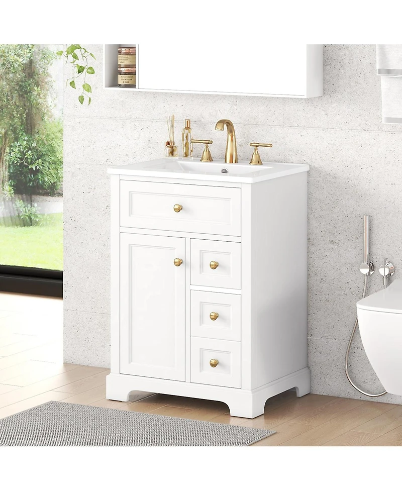 Sillysis 24" Bathroom Vanity with Sink, Compact Modern Design for Small Bathrooms