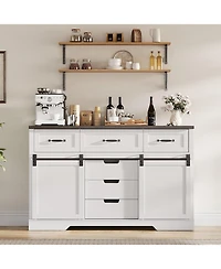 gaomon Farmhouse 6 Drawer Dresser with Sliding Barn Doors, Wooden Tv Stand for Living Room