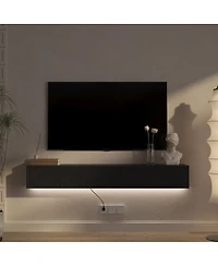Streamdale Furniture Floating Tv Stand with 16 Color LEDs, Modern 65" Entertainment Center