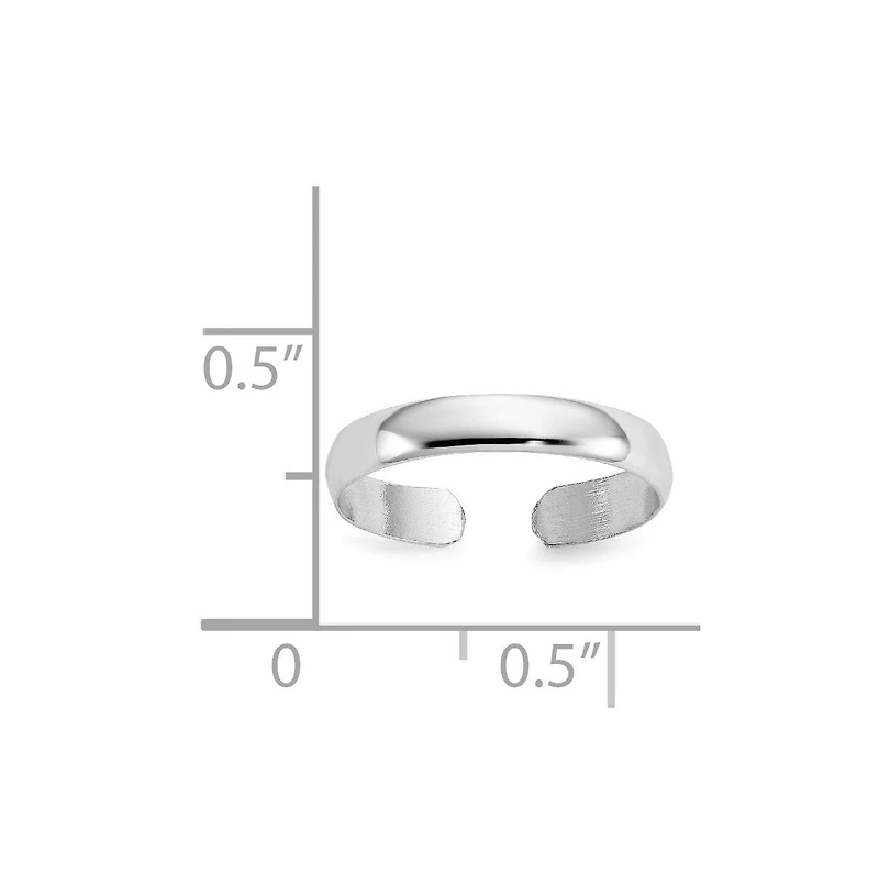 Curata Jewelry Solid 14k Yellow or White Gold 3mm Classic Polished Adjustable Toe Ring