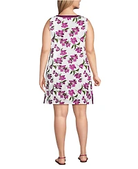 Lands' End Plus Cotton Jersey Notch Neck Dress