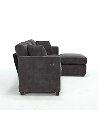 Streamdale Furniture Modern Storage Sofa with Dual Usb, 2 Side Pockets, Ottoman Storage Bench