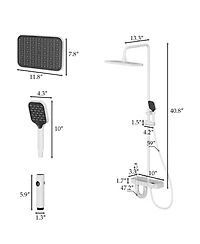 Lalahoo 4 in 1 Shower Faucet System With Led Temperature Display, Anti-Clog Nozzles, Rainfall, Hand Shower, Tub Spout
